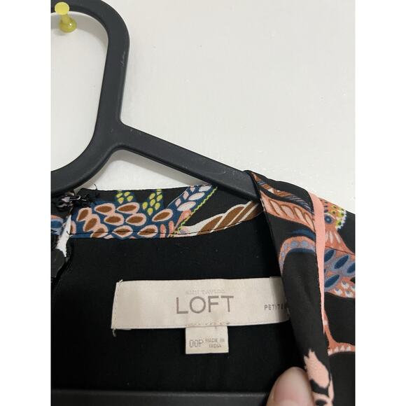 Loft Ann Taylor Dress peacock snowbirds long sleeve Size 00P - Picture 2 of 3